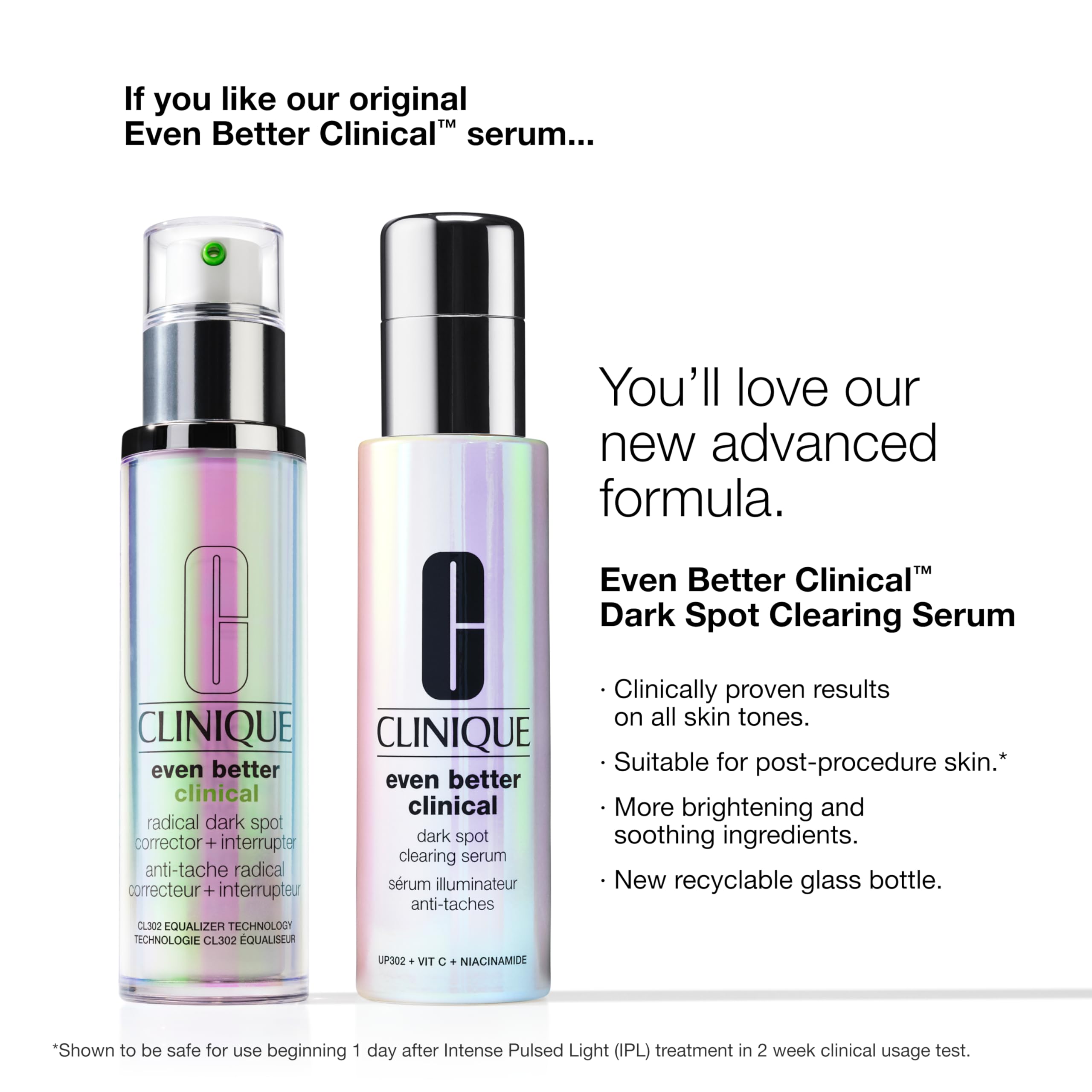 Clinique product label close-up showing dermatologist-developed claims and safety
