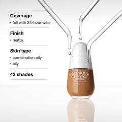 Clinique bottle on bathroom vanity conveying daily-use skincare and SPF benefit