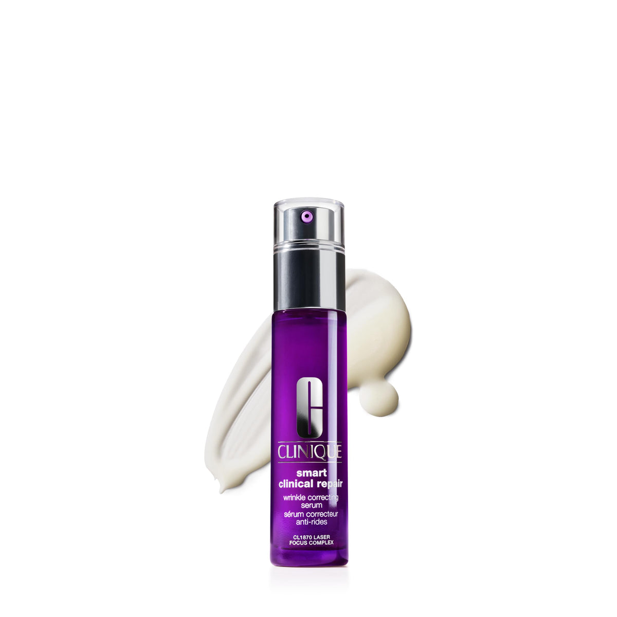 Clinique front bottle showing Smart Clinical Repair serum for visible wrinkle improvement