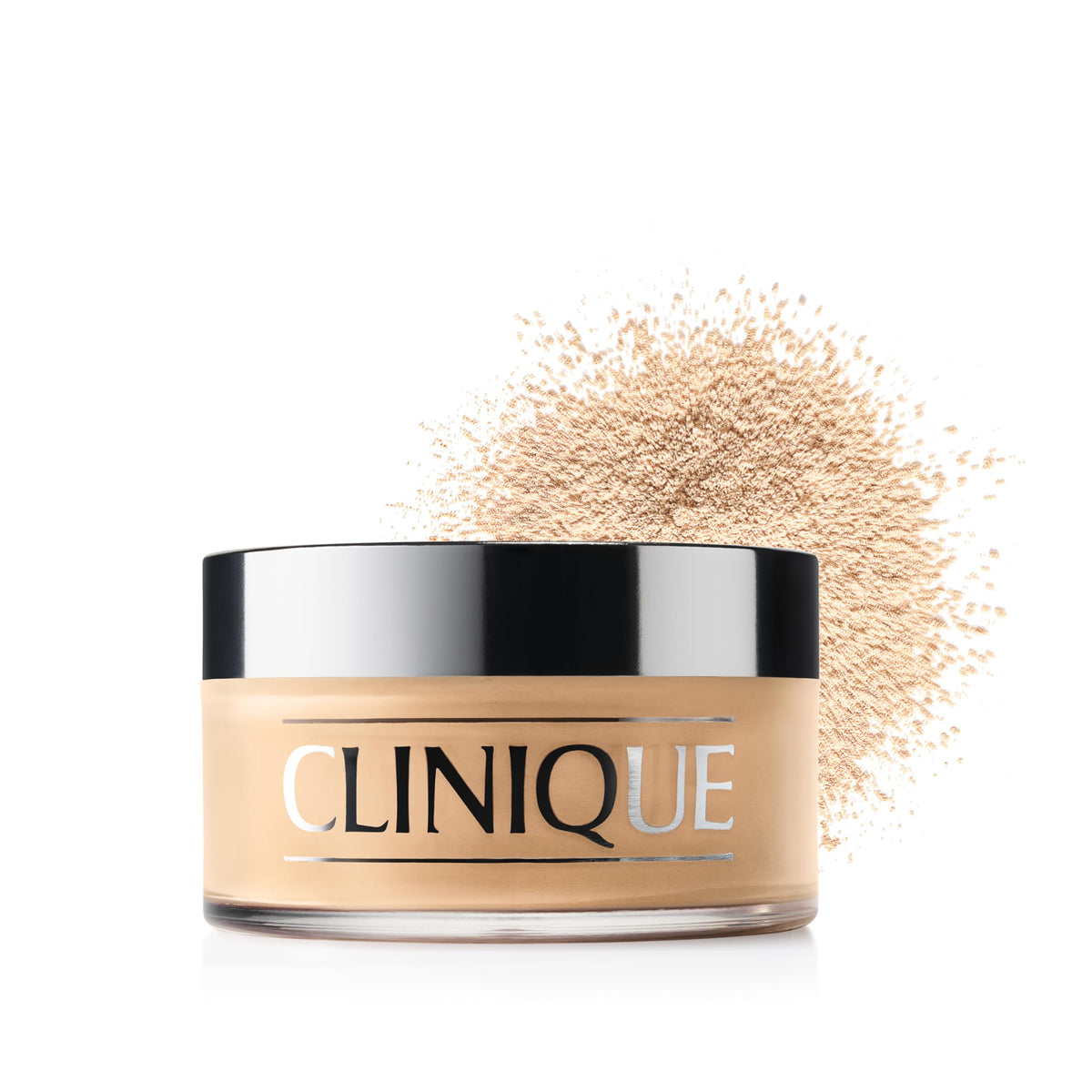 Clinique front jar showing Blended Face Loose Setting Powder and easy-open lid benefit