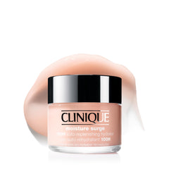 Clinique front jar showing Moisture Surge packaging and clear hydration benefit