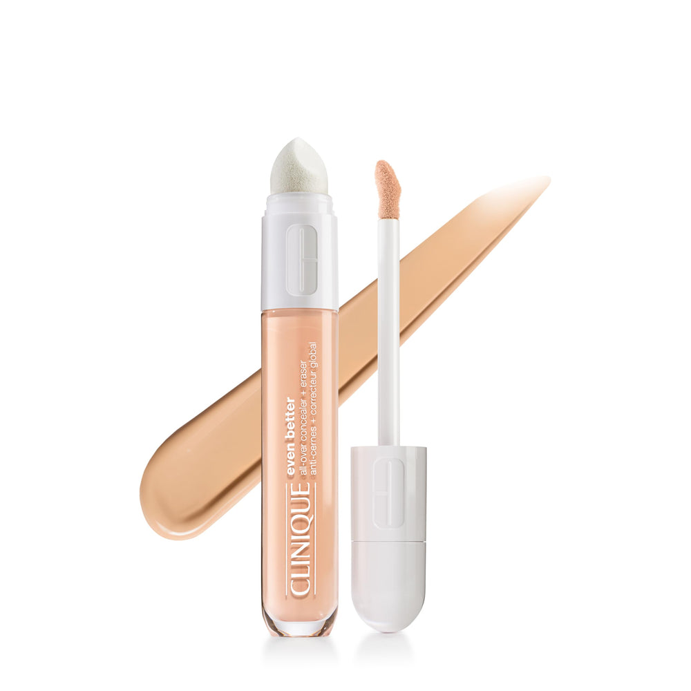 Clinique front packaging showing concealer tube and shade, clear coverage benefit