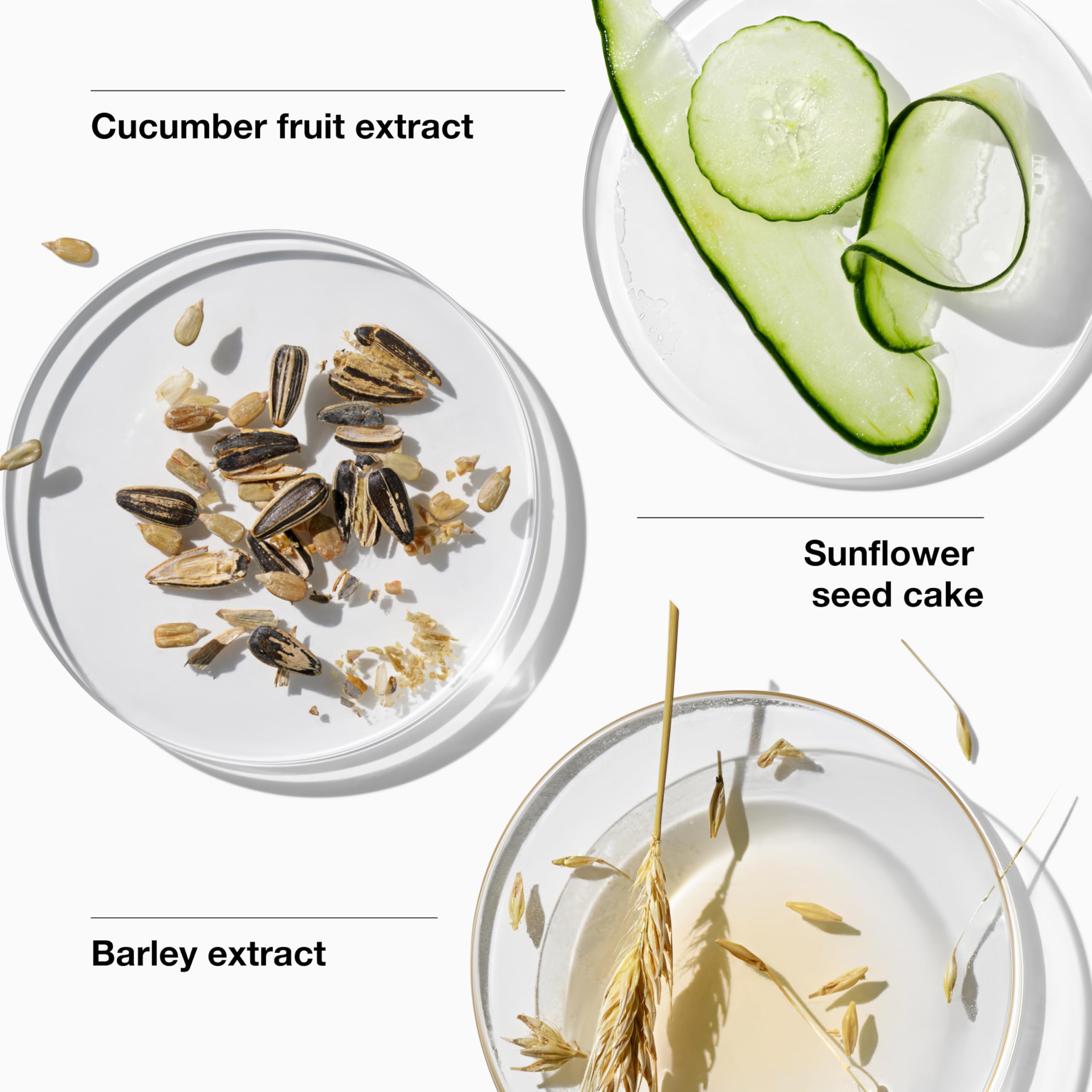 Clinique gel with sunflower barley cucumber botanicals highlighting soothing benefits