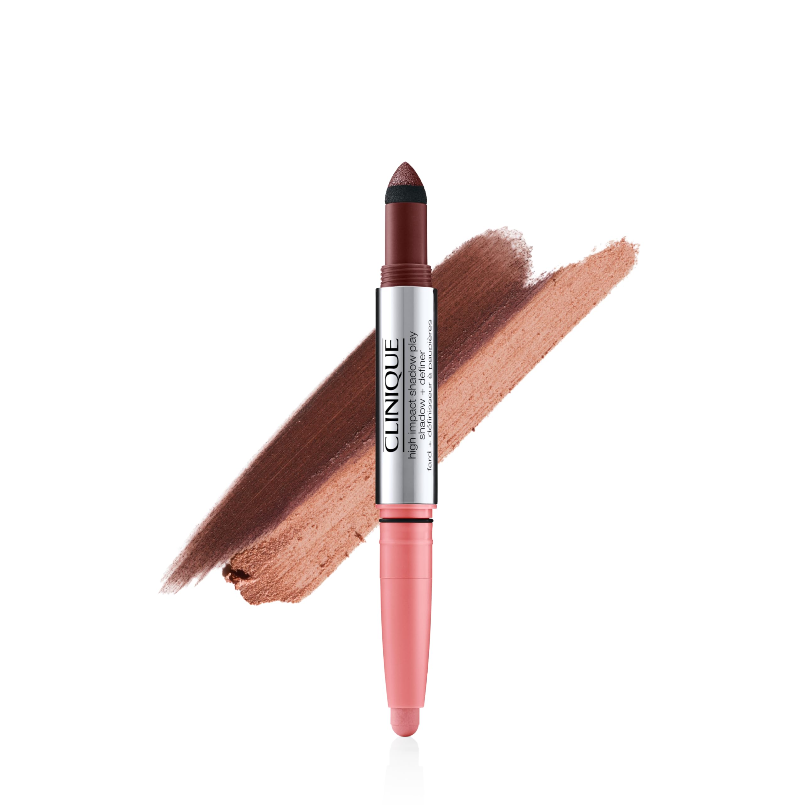 Clinique front packaging showing the dual-ended eyeshadow stick and shade pair benefits