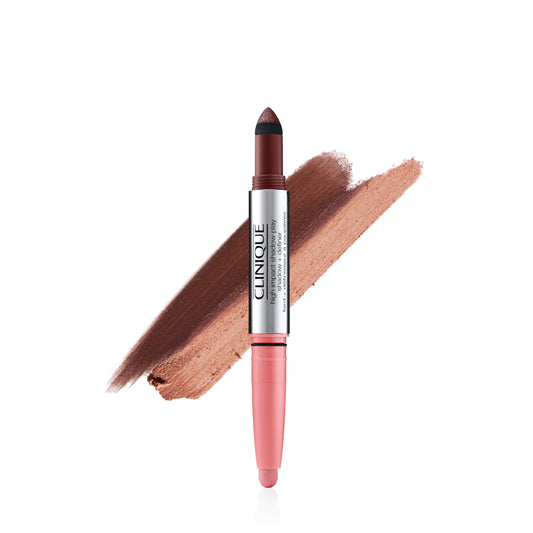 Clinique front packaging showing the dual-ended eyeshadow stick and shade pair benefits