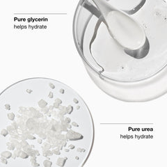 Close-up of Clinique lotion texture highlighting silky feel and fast absorption benefit