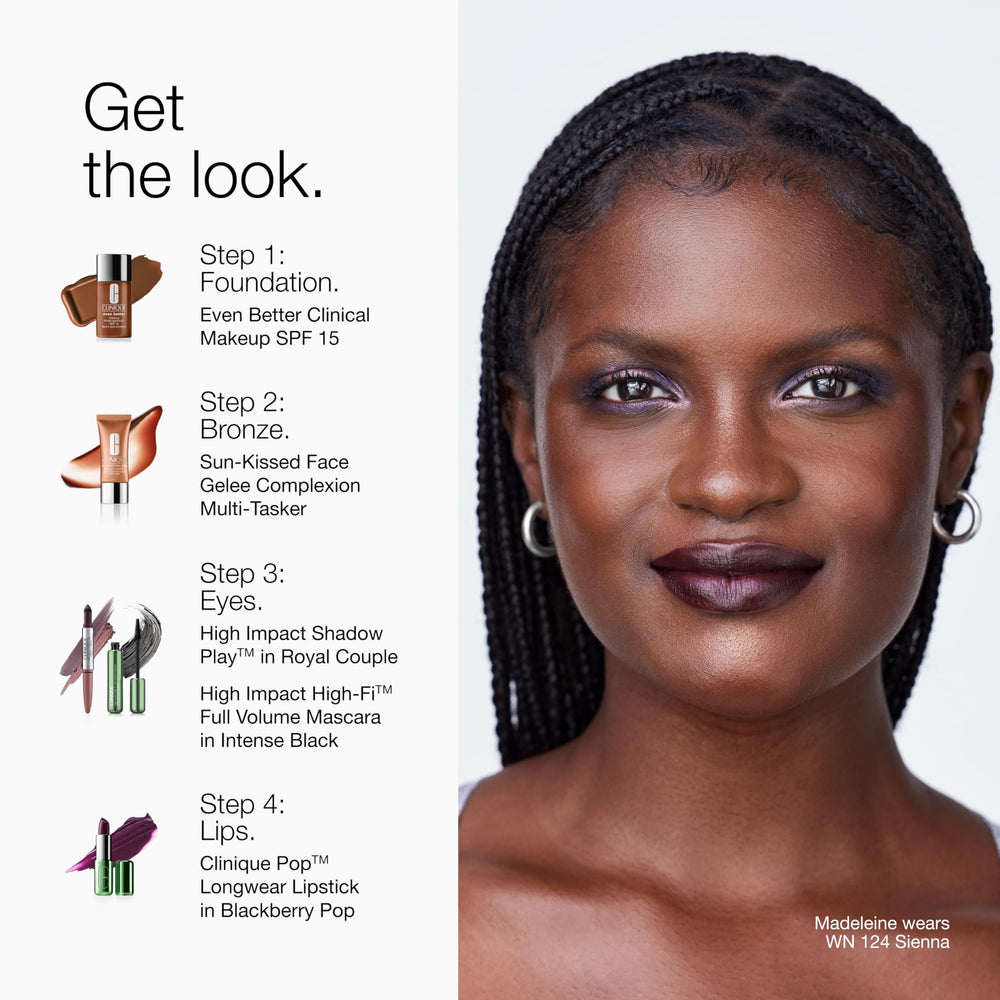 Clinique lifestyle shot on vanity with brush for everyday radiant makeup inspiration
