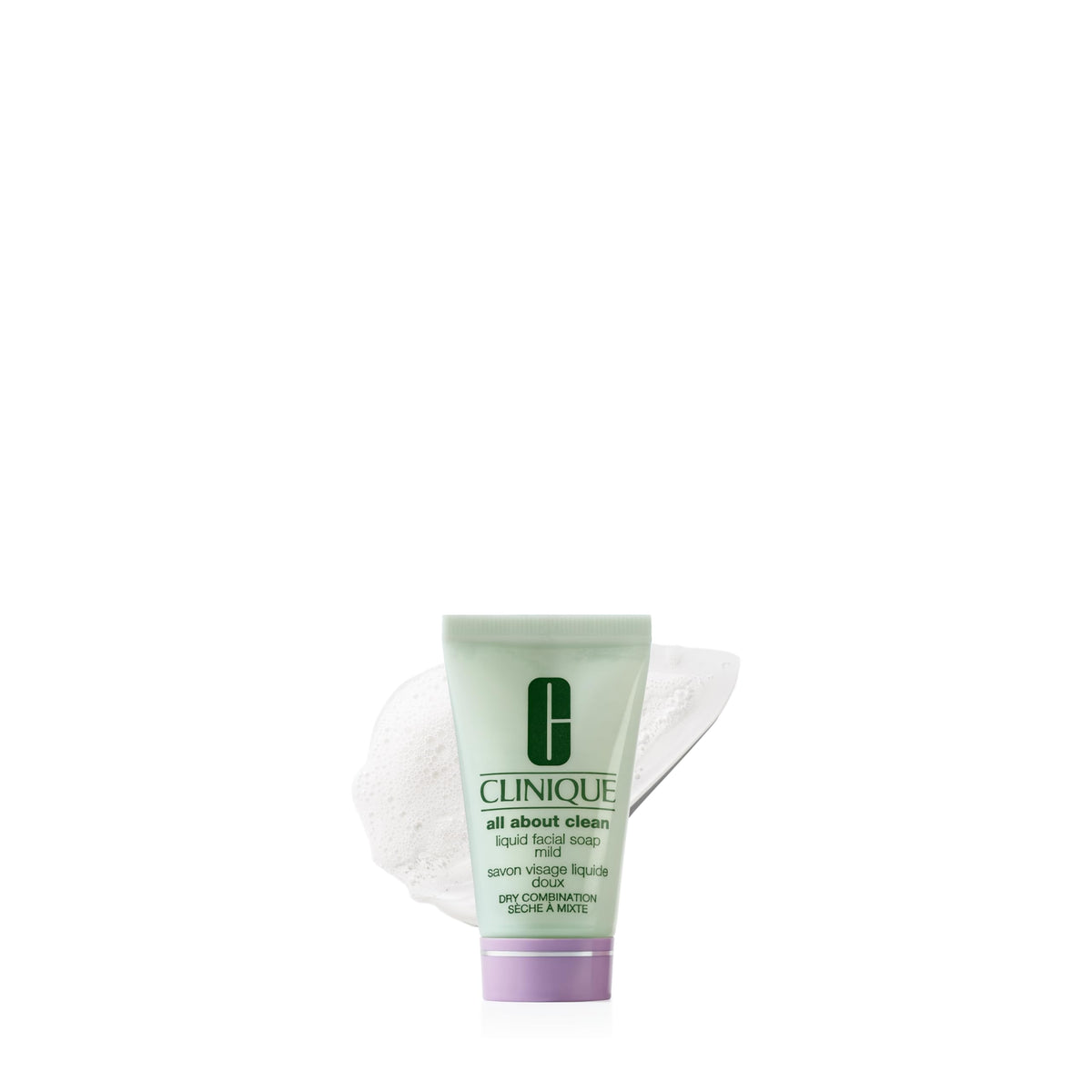 Clinique front packaging of Mild mini bottle showing brand and travel benefit