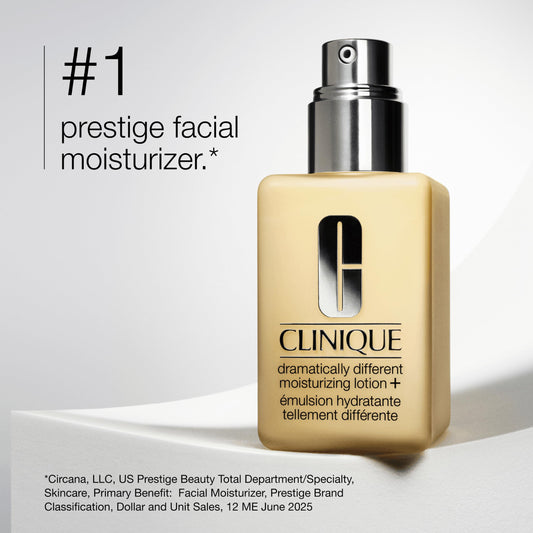Clinique Dramatically Different cap open with lotion pouring to show smooth texture and easy spread