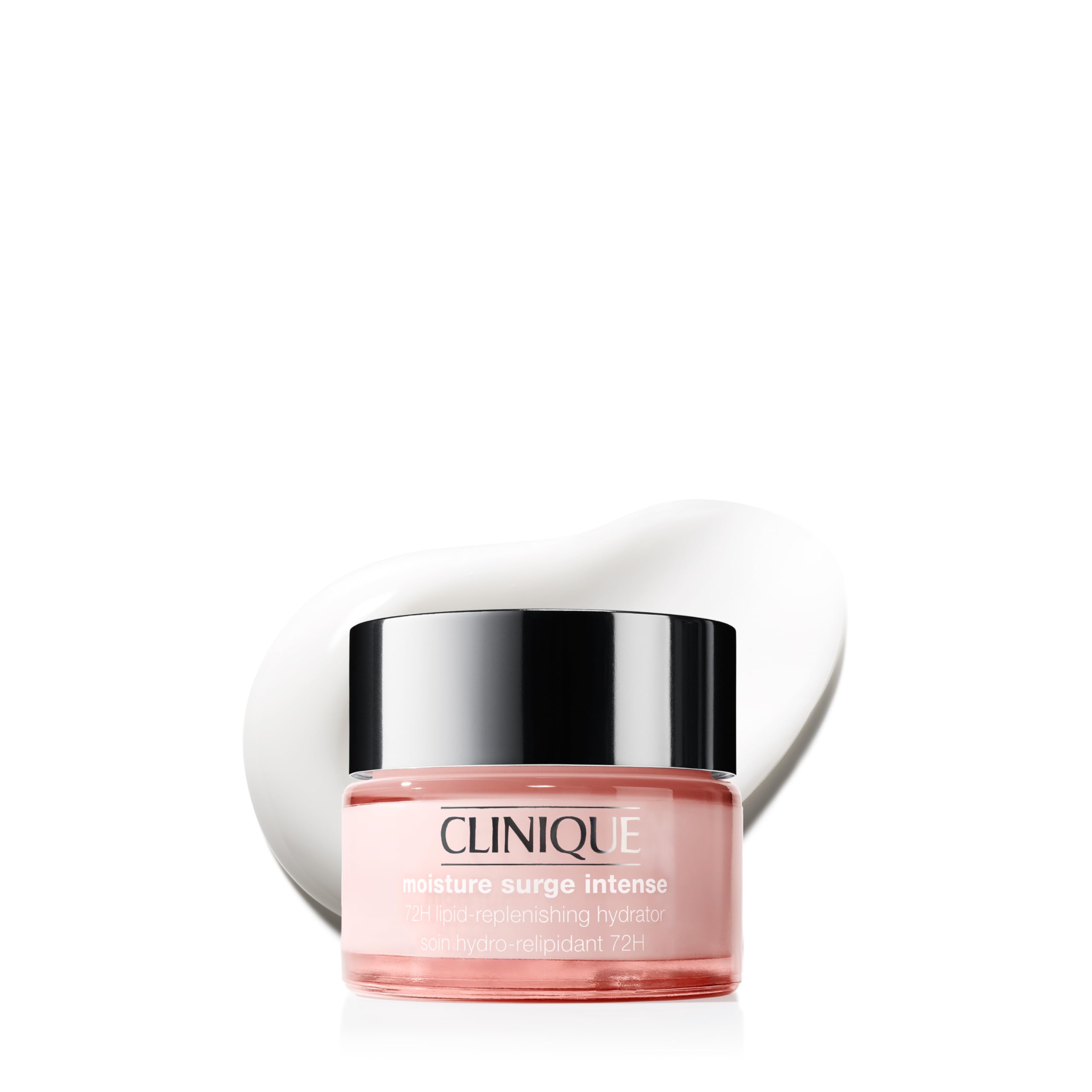 Clinique Moisture Surge front jar showing brand and hydrating moisturizer benefit