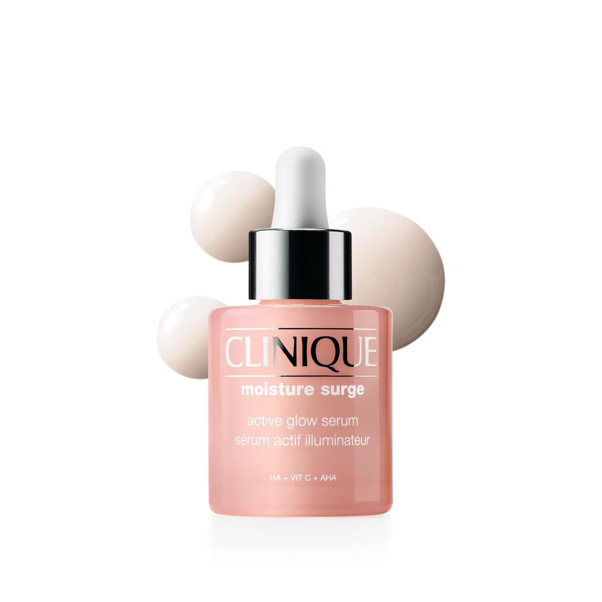 Clinique bottle front packaging showing product name and sleek design benefits glow