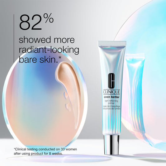 Close-up of Clinique primer texture highlighting hydrating, lightweight formula benefits