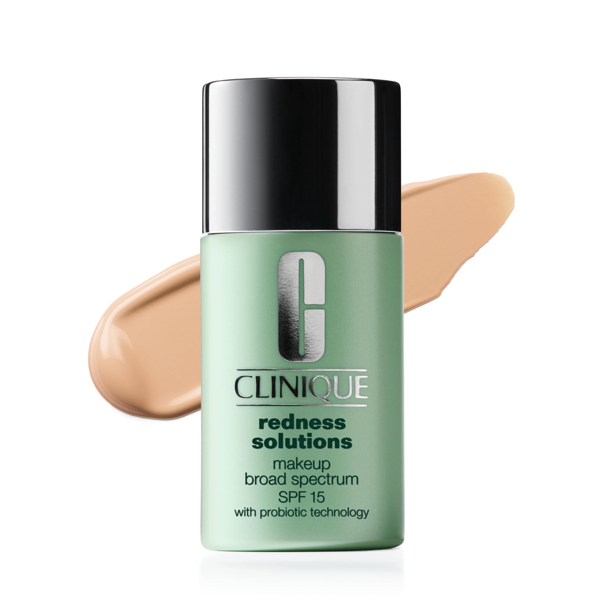 Clinique bottle front packaging showing label and calming ivory shade benefit
