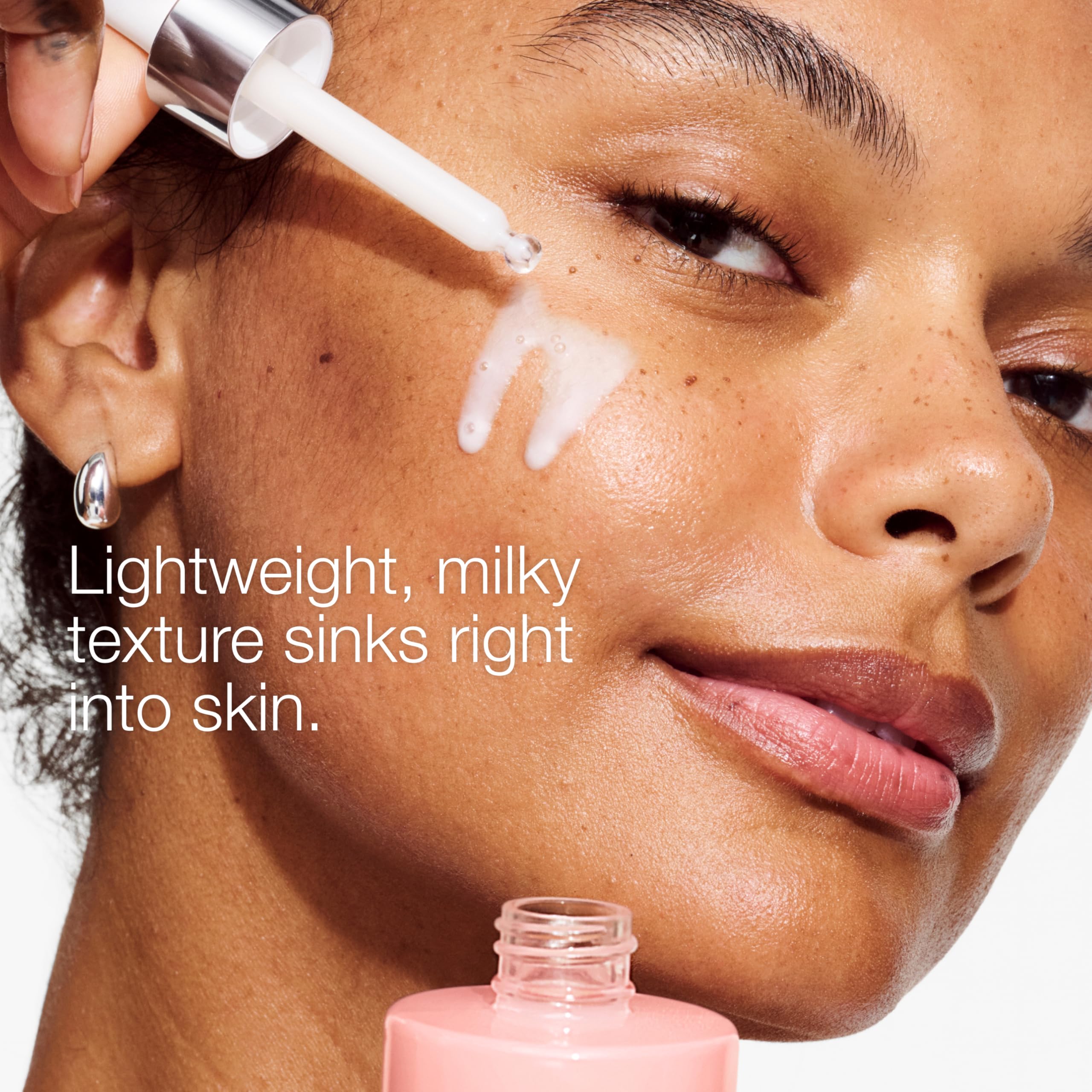 Clinique serum applied under makeup illustrating layering without pilling benefit