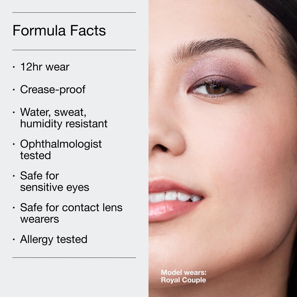 Clinique product in use on model eyelid creating quick day-to-night look