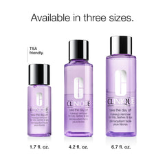 Clinique 1.7 fl oz bottle in hand showing travel-friendly size