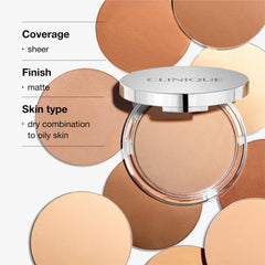 Clinique sponge applying Stay-Matte powder to T-zone for oil reduction and natural look