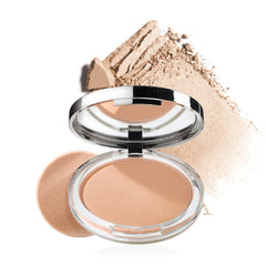 Clinique compact front view showing brand and matte finish benefit