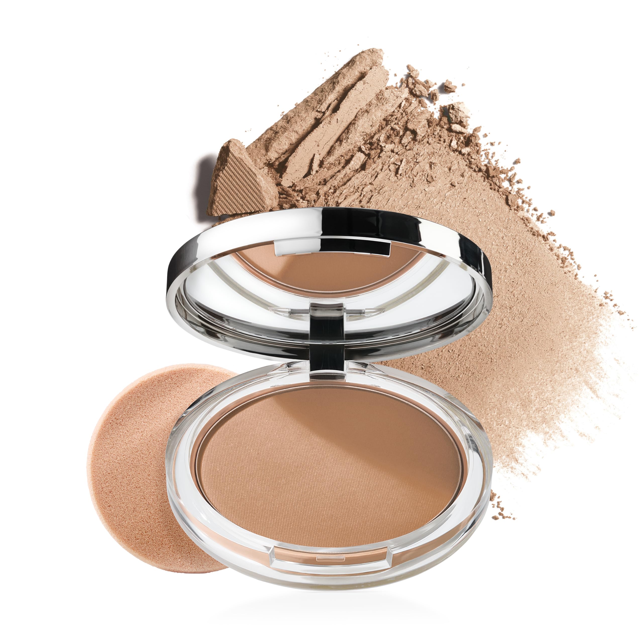 Clinique compact front view showing brand and sleek case for easy touch-ups