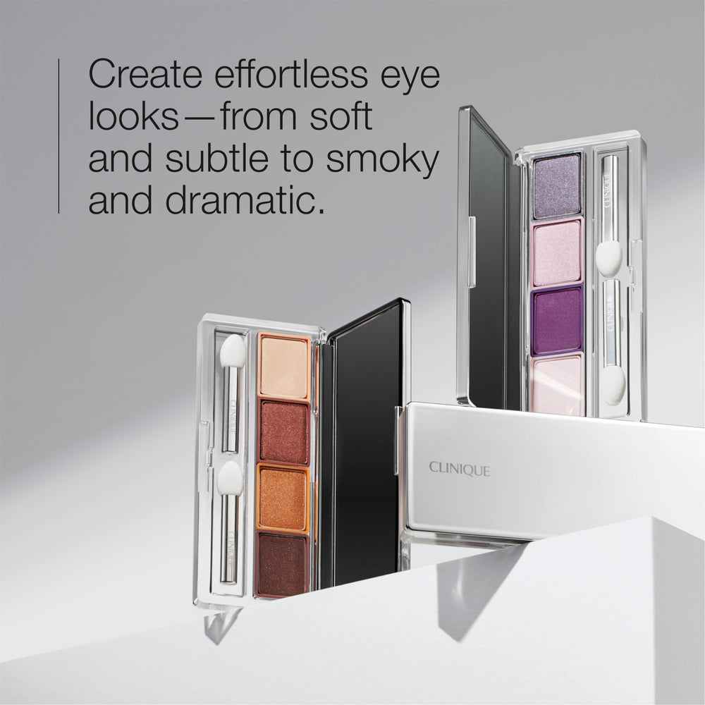 Clinique open palette with mirror displaying four Teddy Bear shades for quick touch-ups