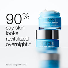 Clinique jar on bathroom counter in routine setting, promoting nightly use benefit