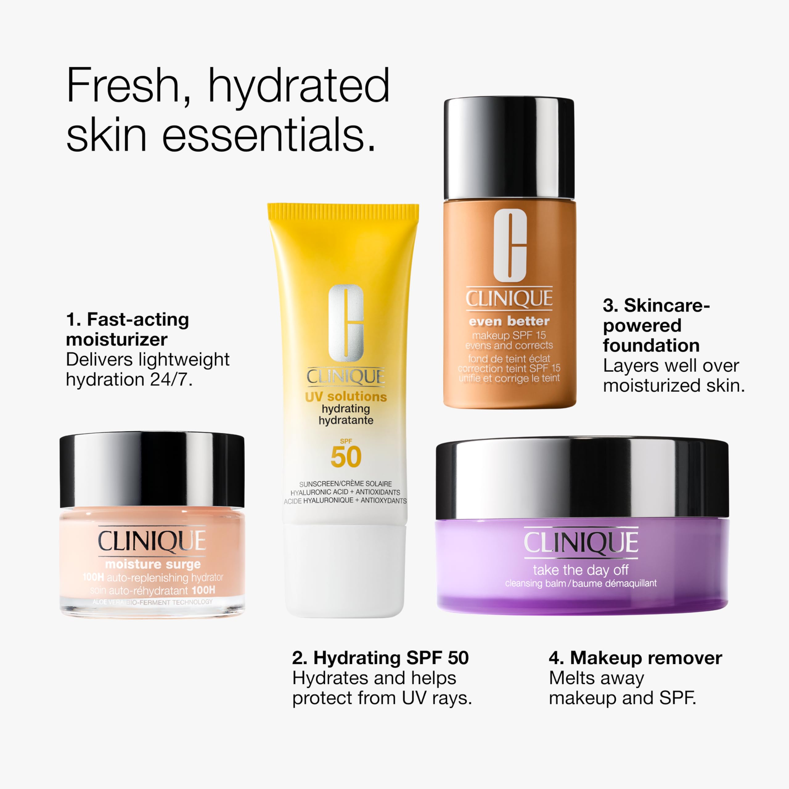 Clinique sunscreen beside skincare on nightstand suggesting daily routine support