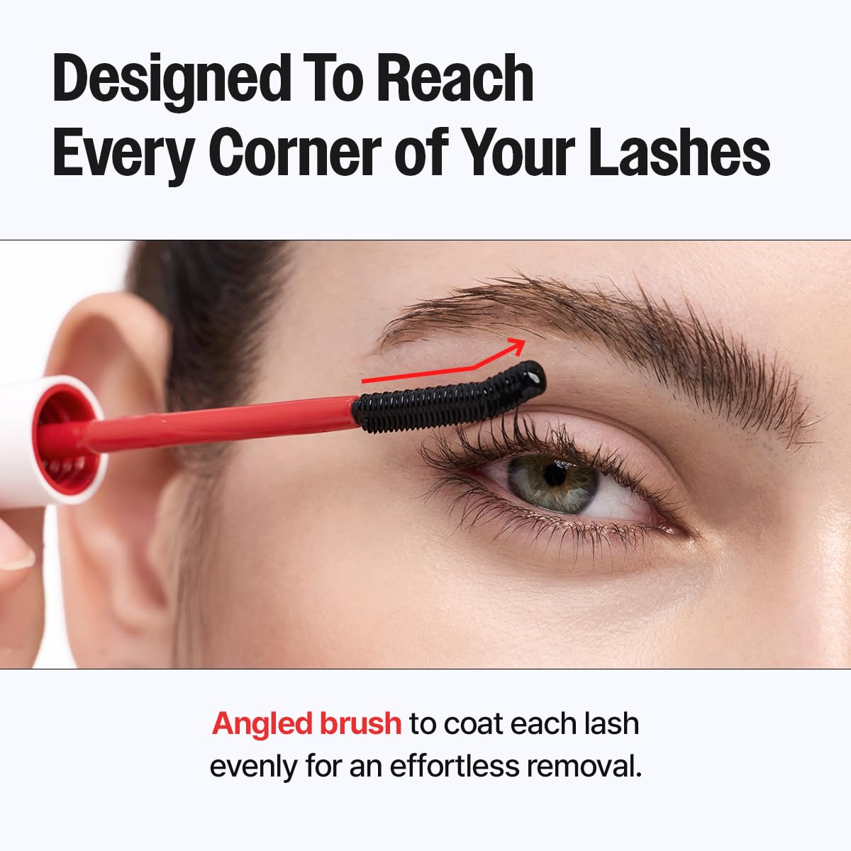 CLIO PROFESSIONAL brush applying remover to lashes for controlled, gentle cleansing
