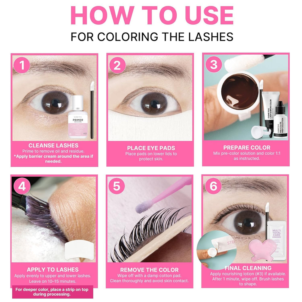 CLIONE PRIME before and after lashes showing darker, more visible lashes
