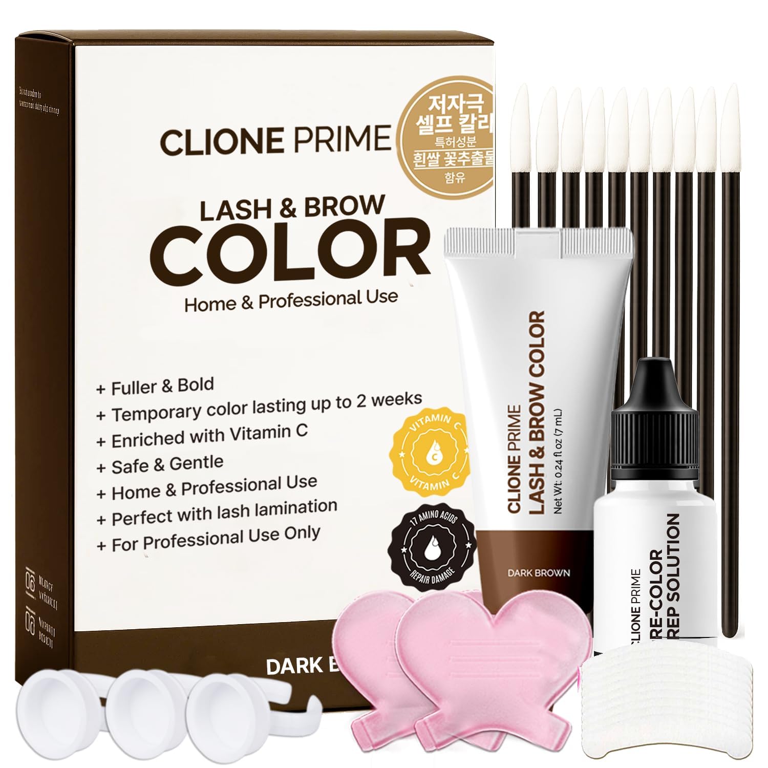 CLIONE PRIME kit packaging showing dark brown tint and benefits