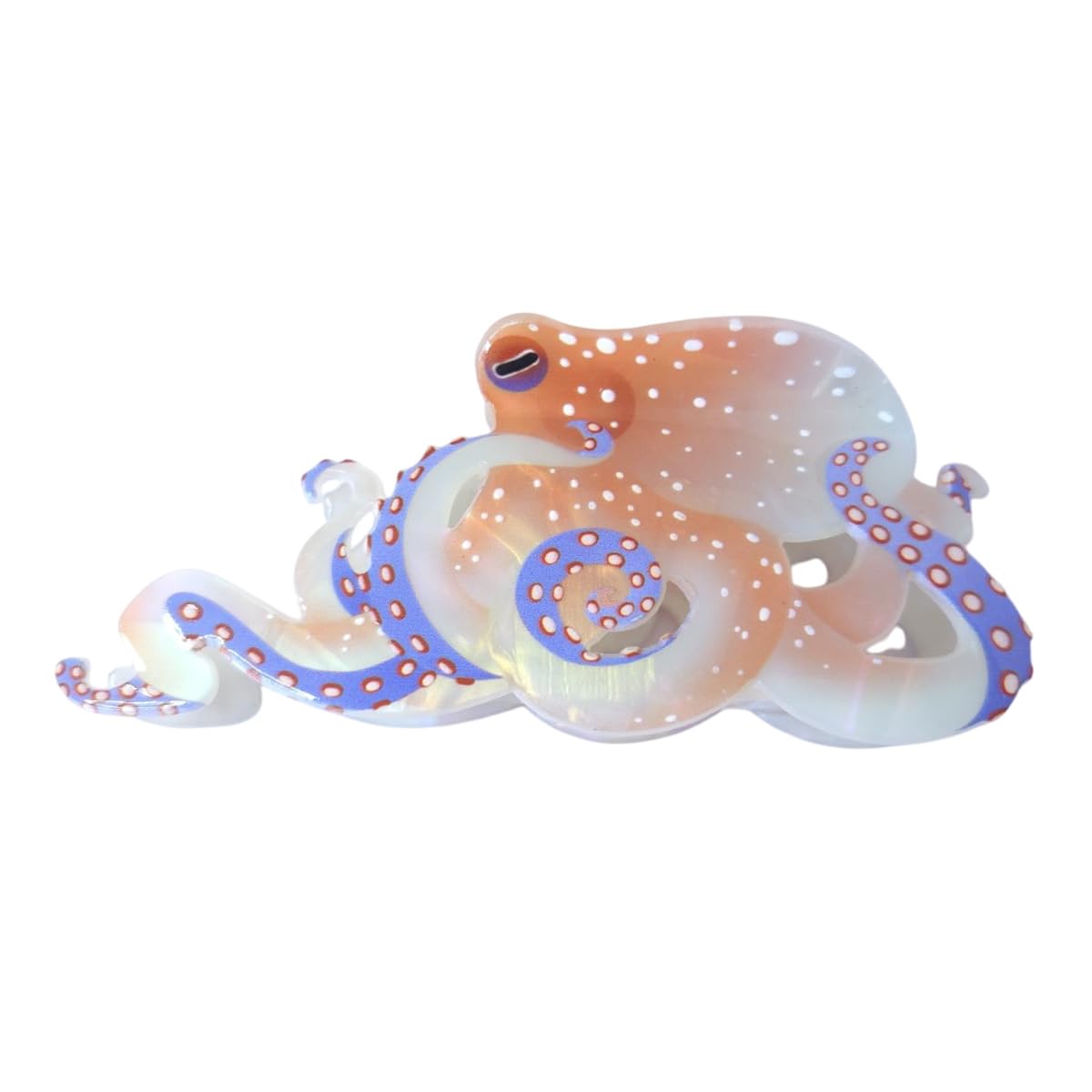 Clip Sugar octopus clip front view showing pink acetate and decorative design benefit