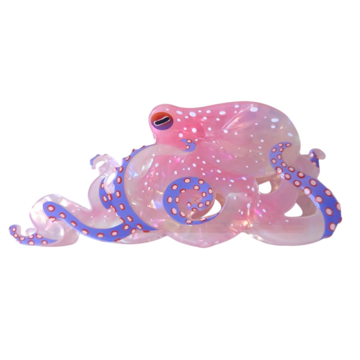 Clip Sugar octopus front view showing light pink acetate and decorative design for style
