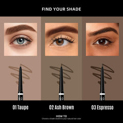 CLLFUU brow pencil in use drawing micro strokes for realistic brows