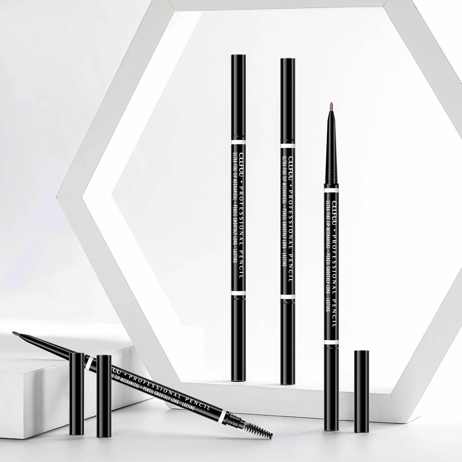 CLLFUU pencil held in hand to show size and easy control for precise grooming