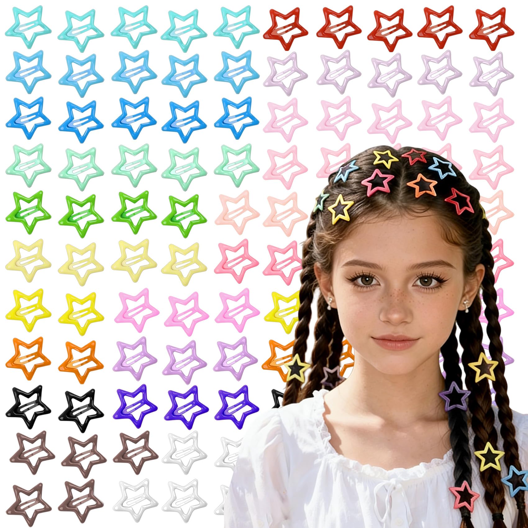 CllyCnny front packaging showing 100 colorful star clips and easy storage benefit