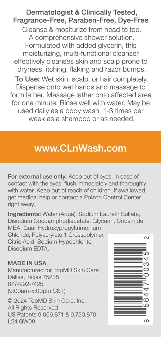 CLn pump and label close-up highlighting physician-developed formula
