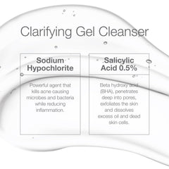 CLn acne cleanser label ingredients closeup highlighting salicylic acid benefit