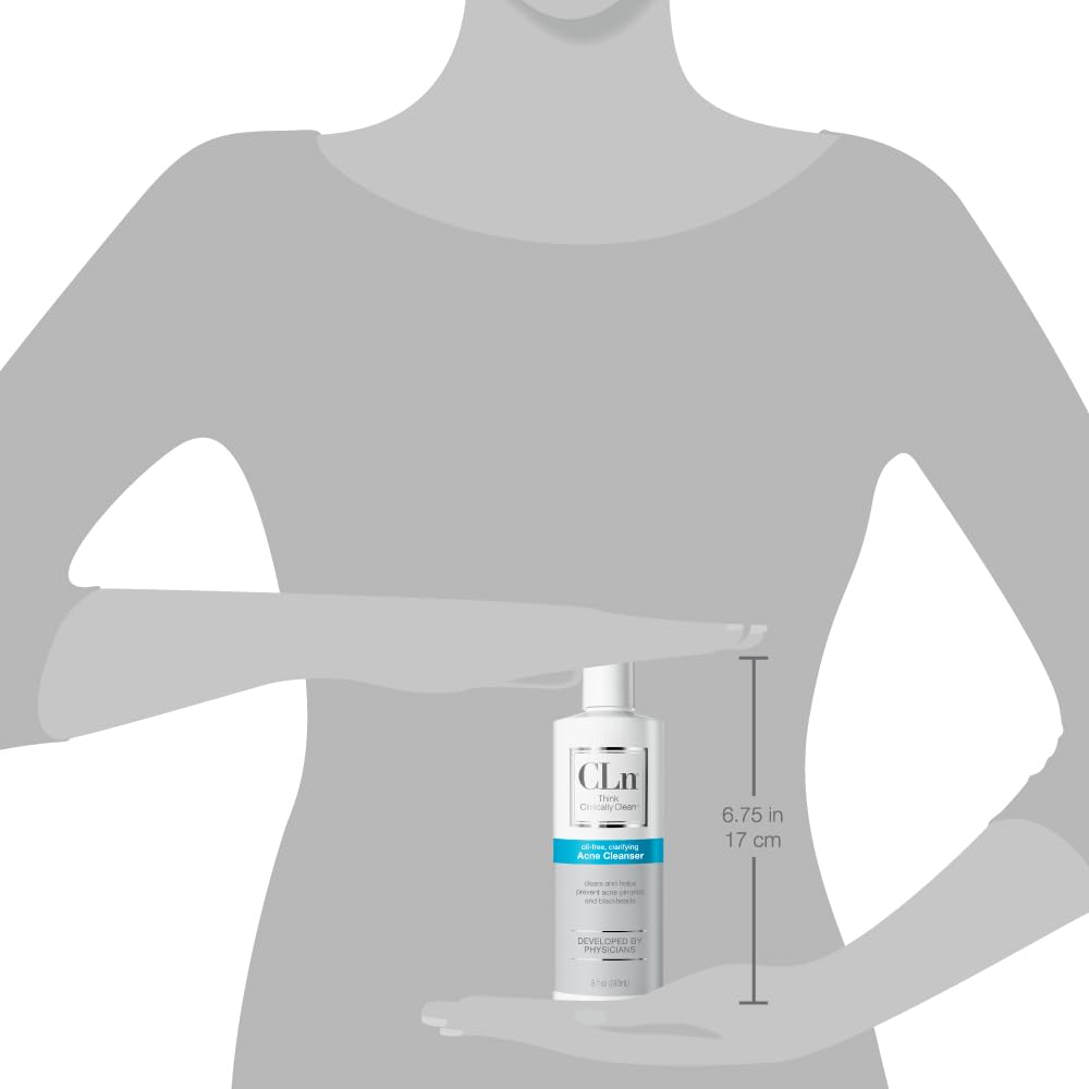 CLn acne cleanser lifestyle bathroom counter conveying everyday skincare integration