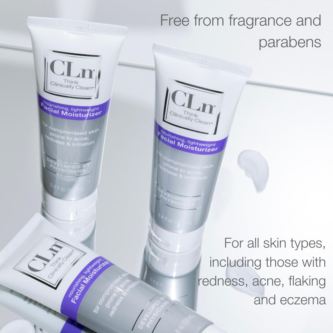 CLn being applied to neck and jawline to demonstrate calming benefit