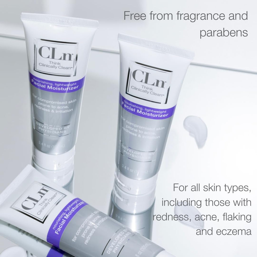 CLn being applied to neck and jawline to demonstrate calming benefit