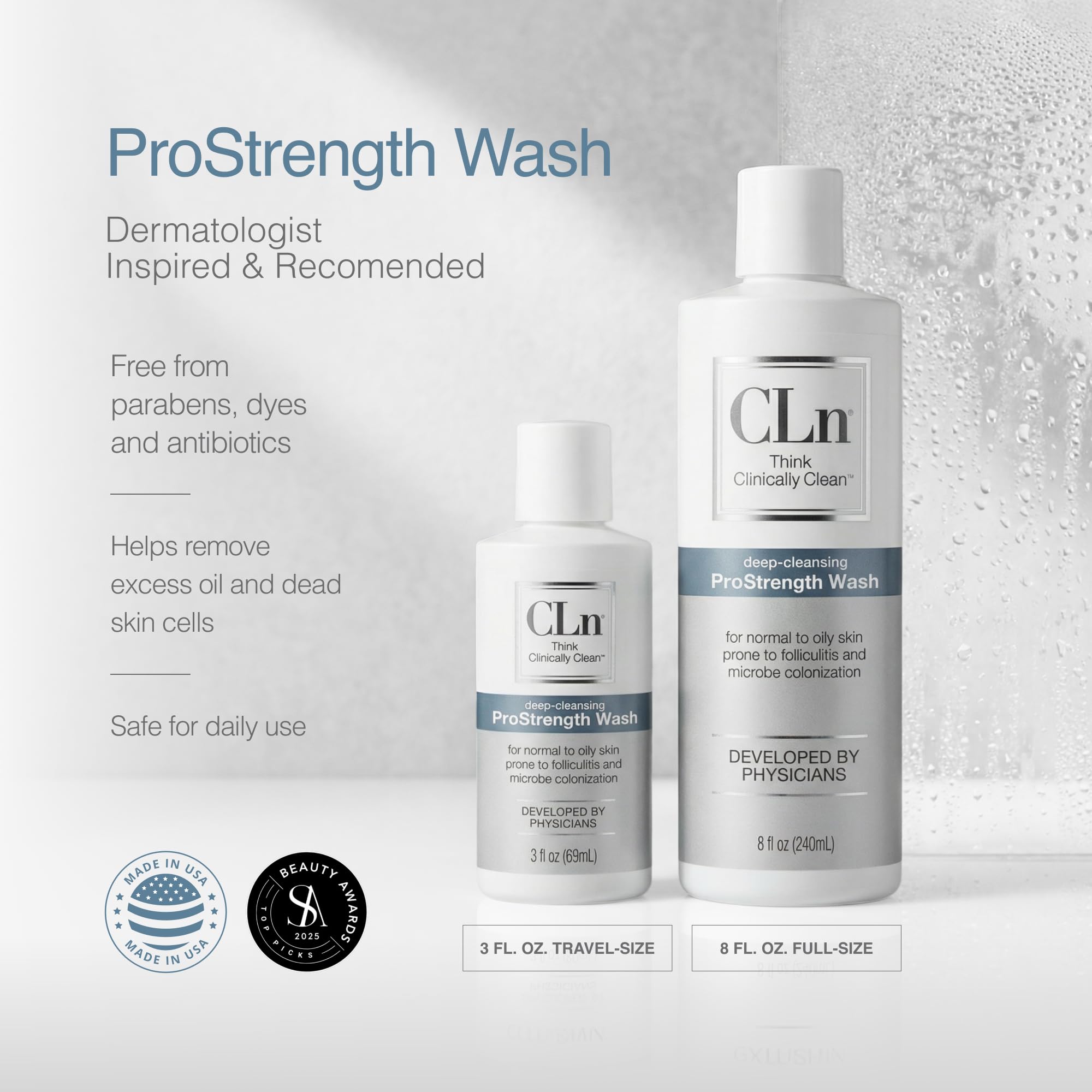 CLn ProStrength ingredient visual showing salicylic acid and microbial support benefit