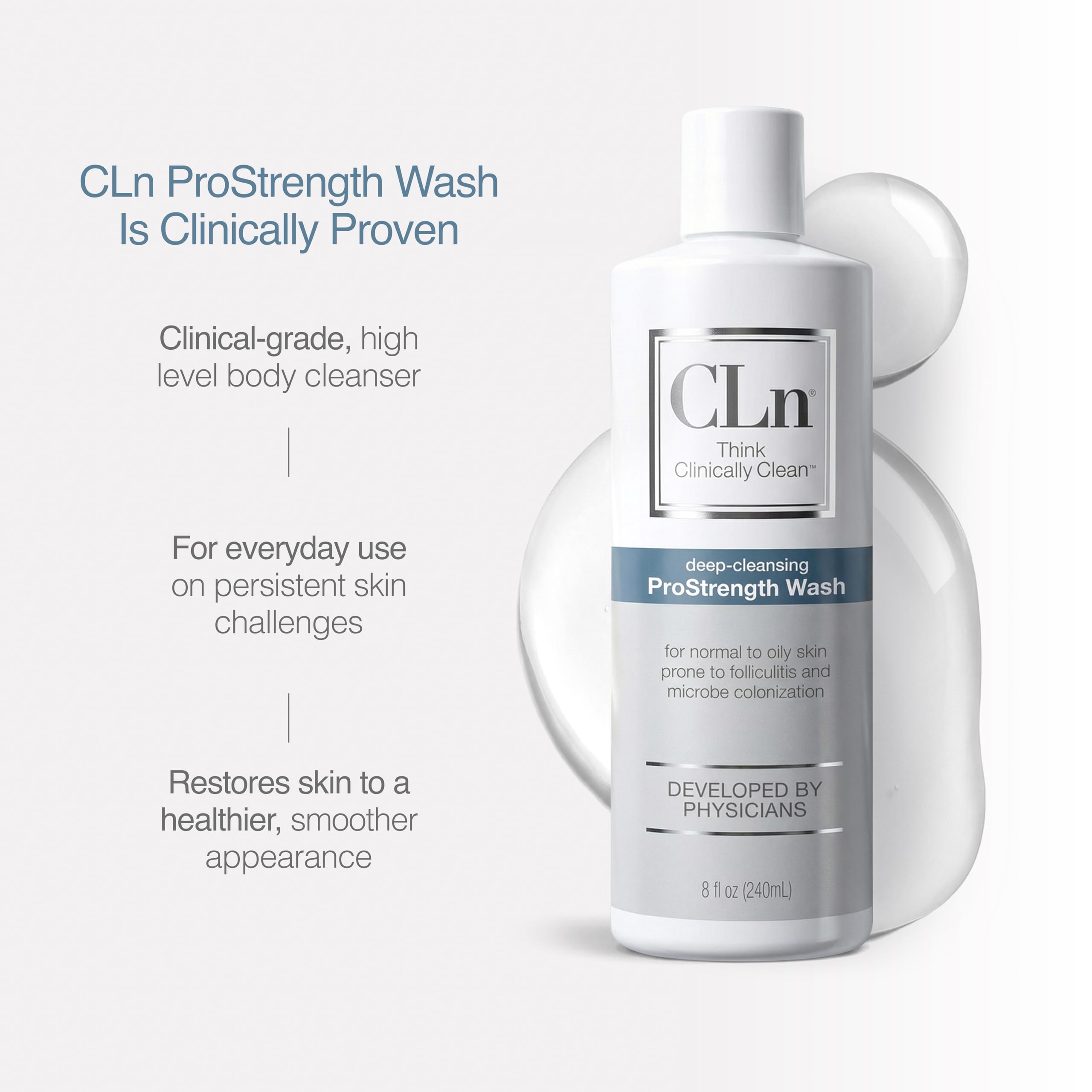 CLn ProStrength in-shower lifestyle image showing daily use convenience
