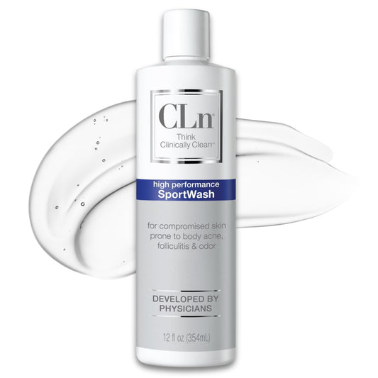 CLn SportWash front bottle view showing clean design and volume benefit