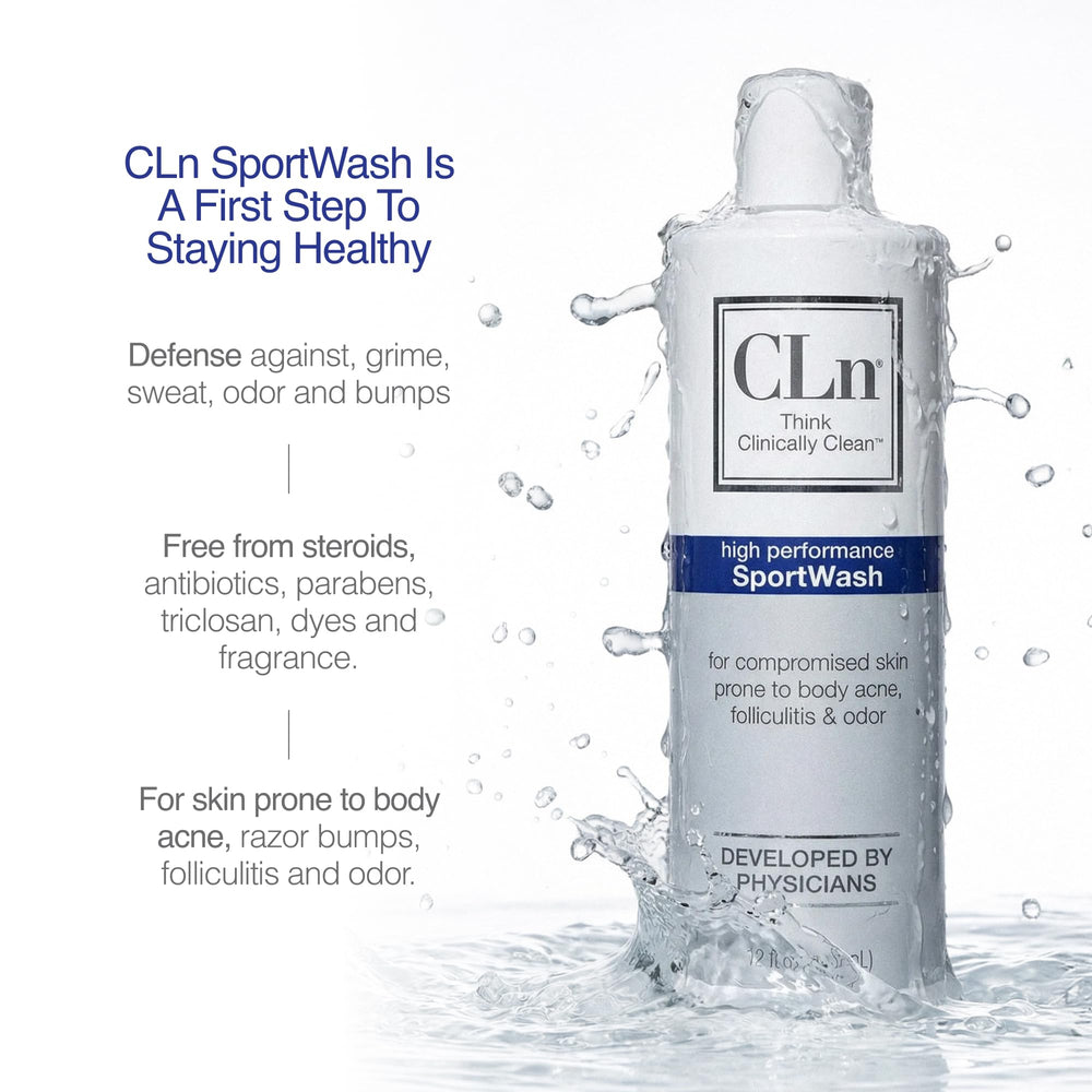 CLn SportWash label detail showing key ingredients and free-from benefits