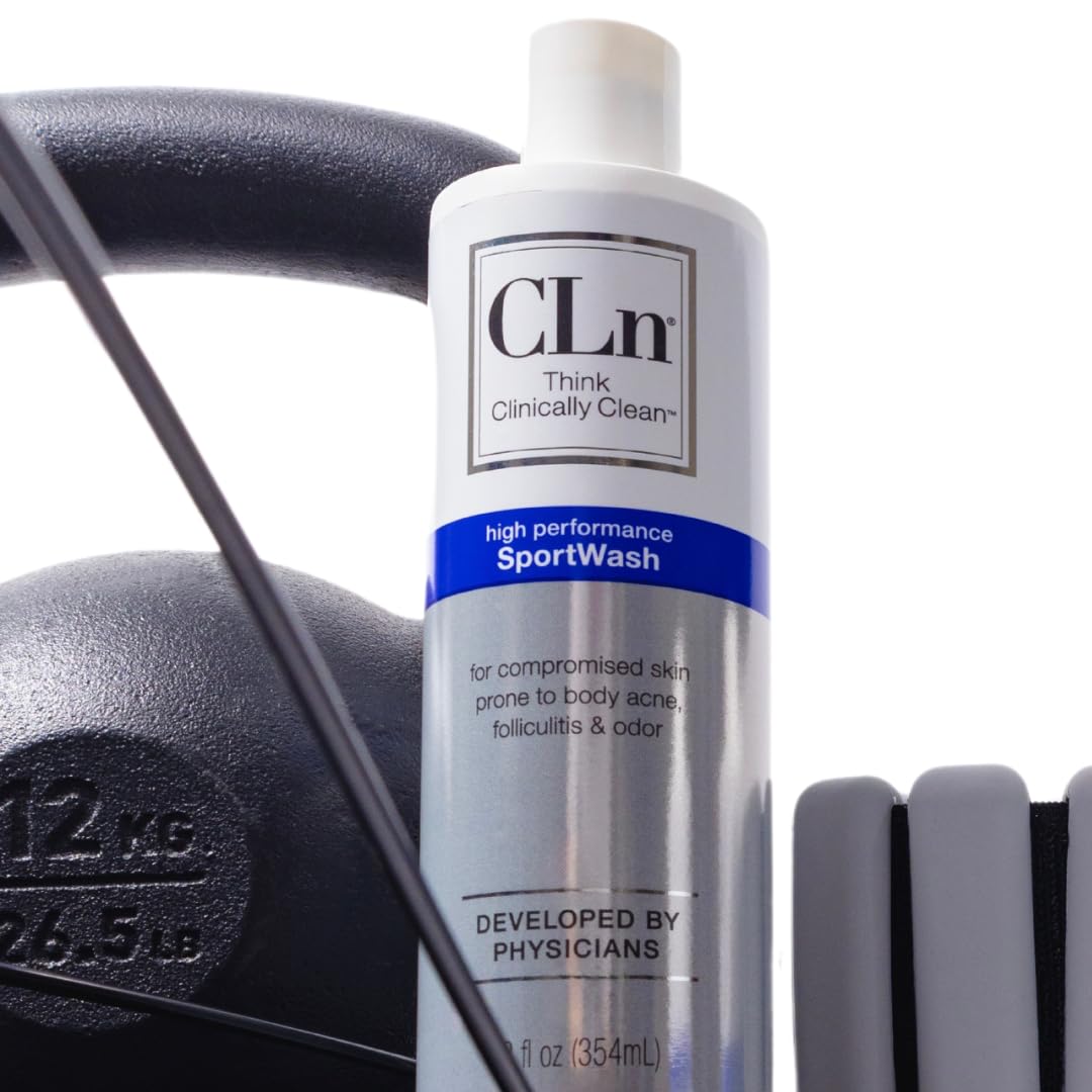 CLn SportWash 12 fl oz bottle beside a ruler showing exact size
