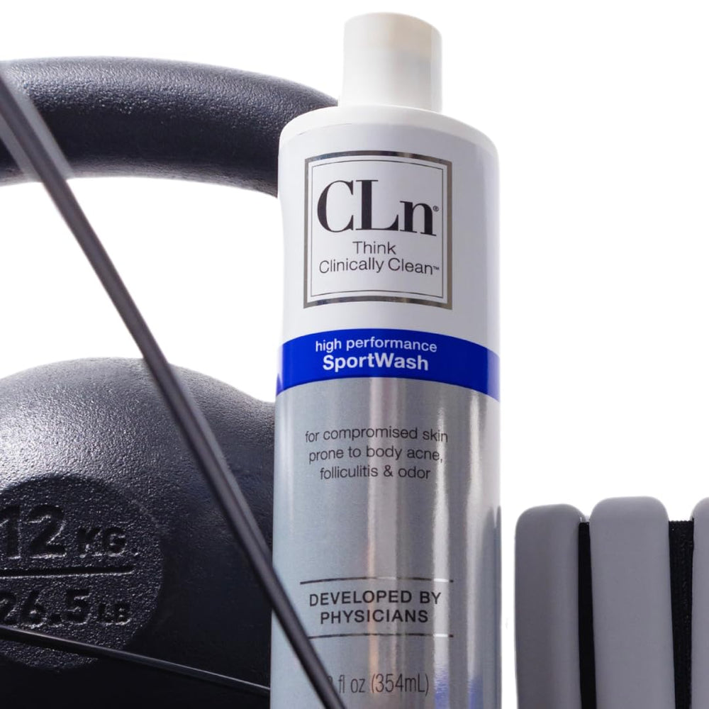 CLn SportWash 12 fl oz bottle beside a ruler showing exact size
