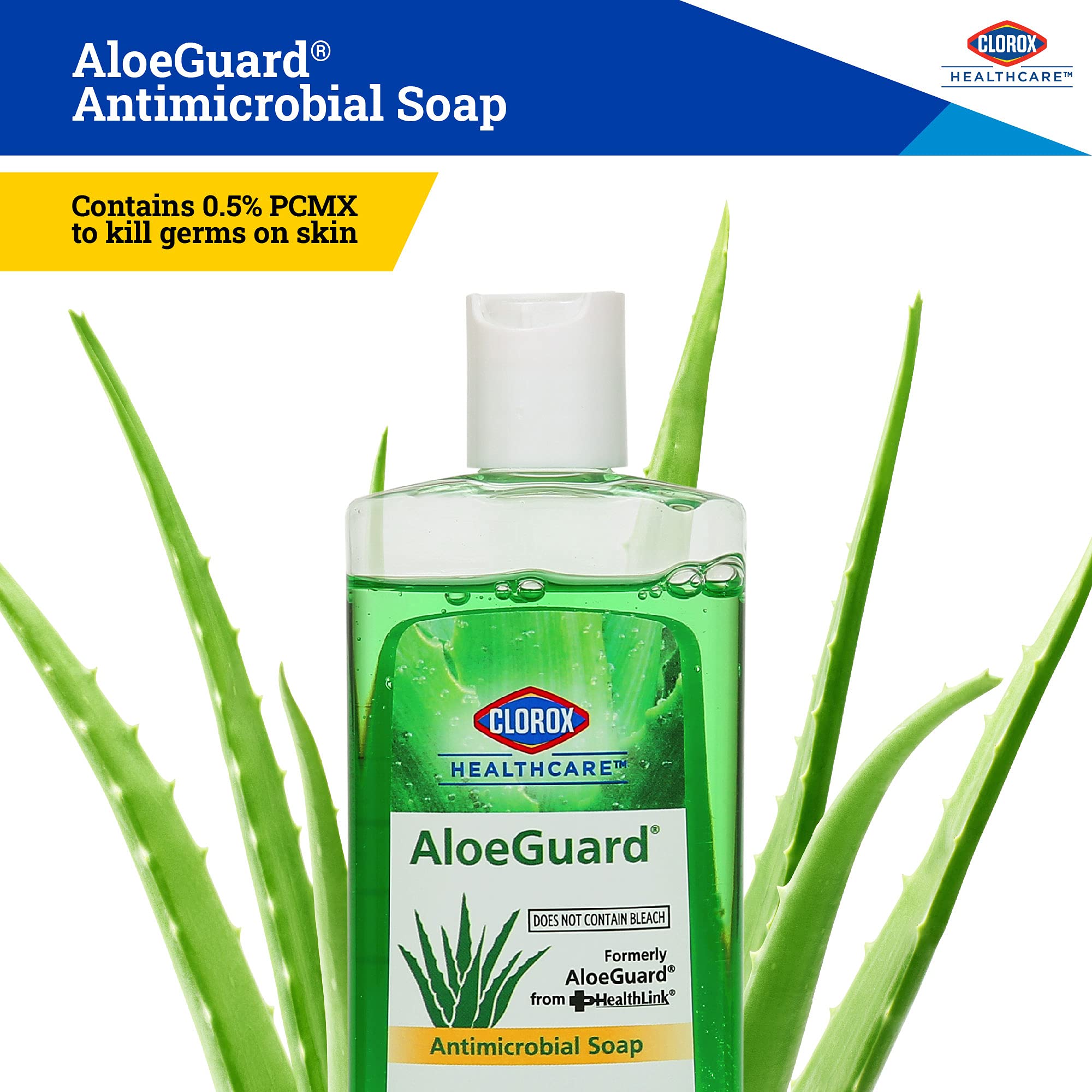 Clorox AloeGuard close-up label highlighting antimicrobial and aloe benefits