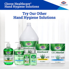 Clorox AloeGuard next to credit card showing 4 fl oz compact size for portability