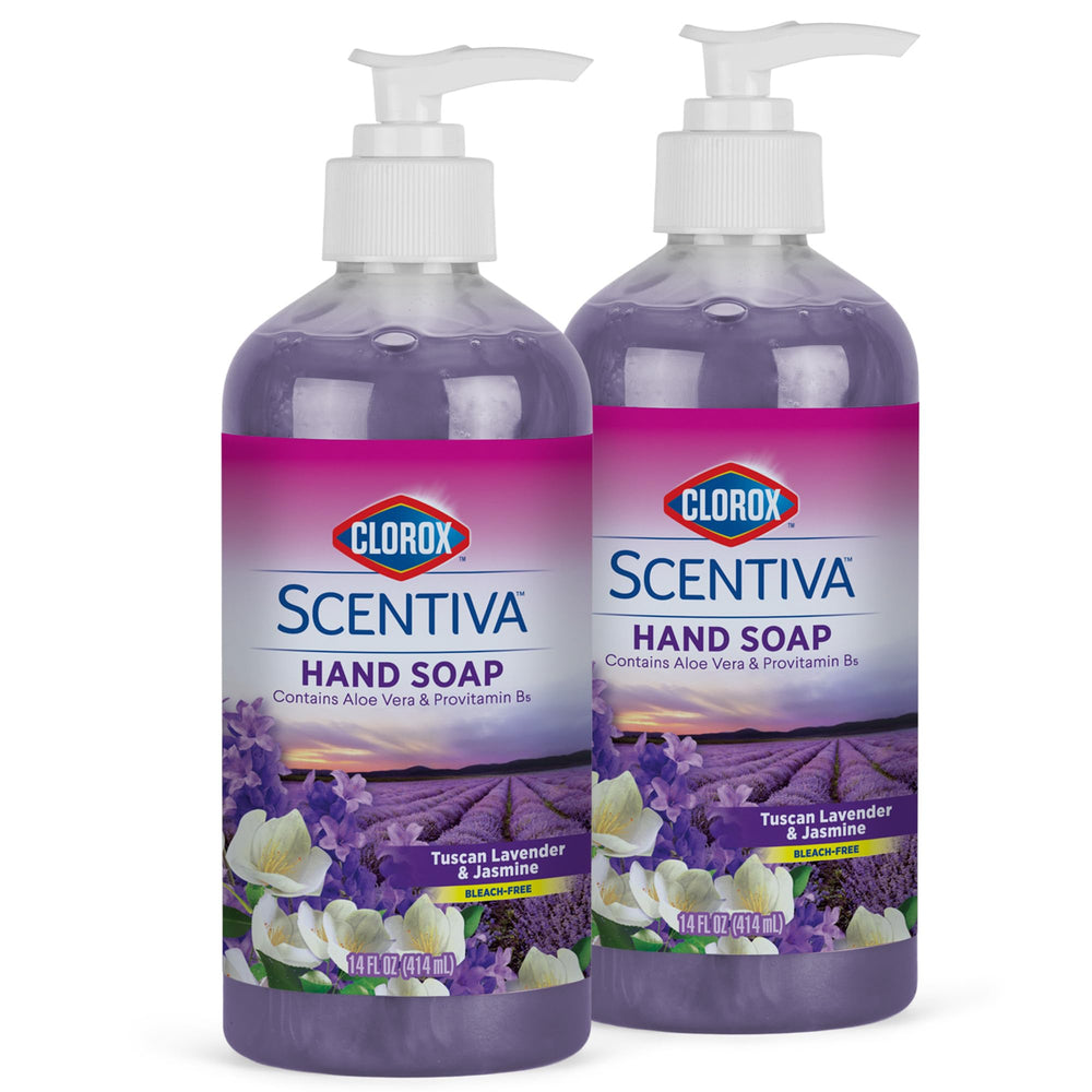 Clorox Scentiva front packaging showing label and 2-pack convenience for easy stocking