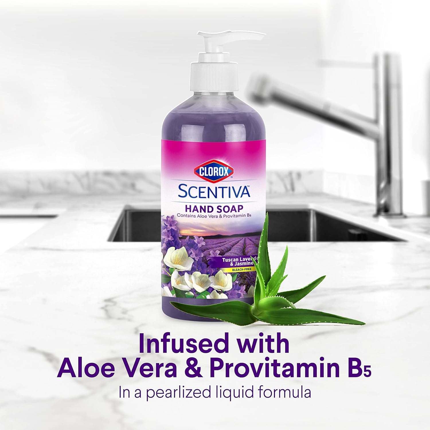 Clorox Scentiva lifestyle bathroom scene showing gentle floral scent enhancing decor