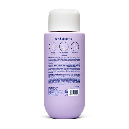 Cloud Haircare label close-up highlighting product name and volumizing features